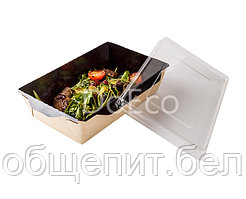 Салатник DoEco 220x160x55 мм ECO OPSALAD 1000 BE с прозрачной крышкой  ( 150шт./кор.)