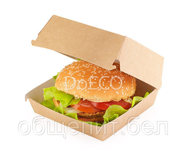 Упаковка DoEco ECO BURGER XL 130x130x110 мм для бургеров (150шт./кор.) - фото 1 - id-p165229431