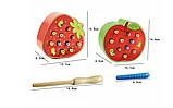 Развивающая деревянная игрушка магнитная рыбалка "Червячки в яблоке", фото 3