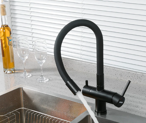 Смеситель для кухни 2в1 c подключением питьевой системы черный Gappo G4398-36 - фото 2 - id-p165251847