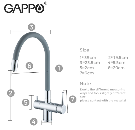 Смеситель для кухни 2в1 c подключением питьевой системы серый Gappo G4398-30 - фото 2 - id-p165251860