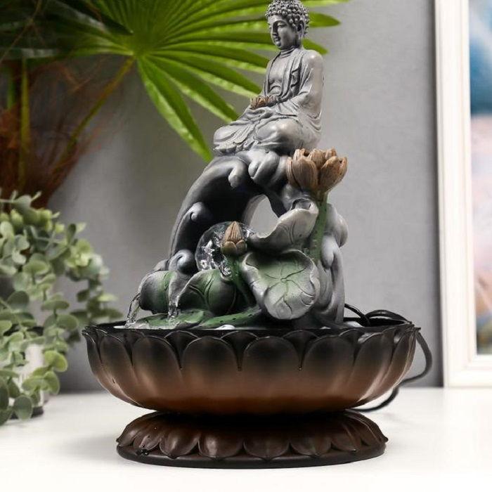 Фонтан декоративный от сети «Будда на лотосе» с подсветкой - фото 5 - id-p165253569