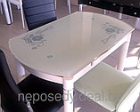 Стеклянный  раскладной стол 595*980. Обеденный   стол трансформер 6069-2 , фото 2