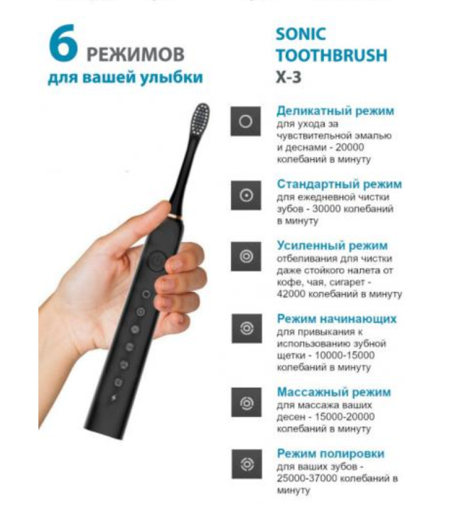 Электрическая зубная щётка Sonic toothbrush USB - фото 9 - id-p137715154