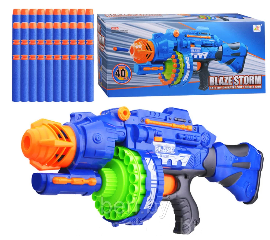 Детское оружие автомат, бластер Blaze Storm zlc7051, 40 пуль, с прицелом, мягкие пули, типа Nerf ст - фото 1 - id-p89780368