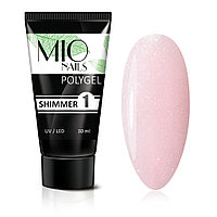 Полигель MIO Nails Shimmer №1 нежно-розовый с шиммером, 30 мл