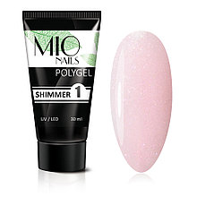 Полигель MIO Nails Shimmer №1 нежно-розовый с шиммером, 30 мл