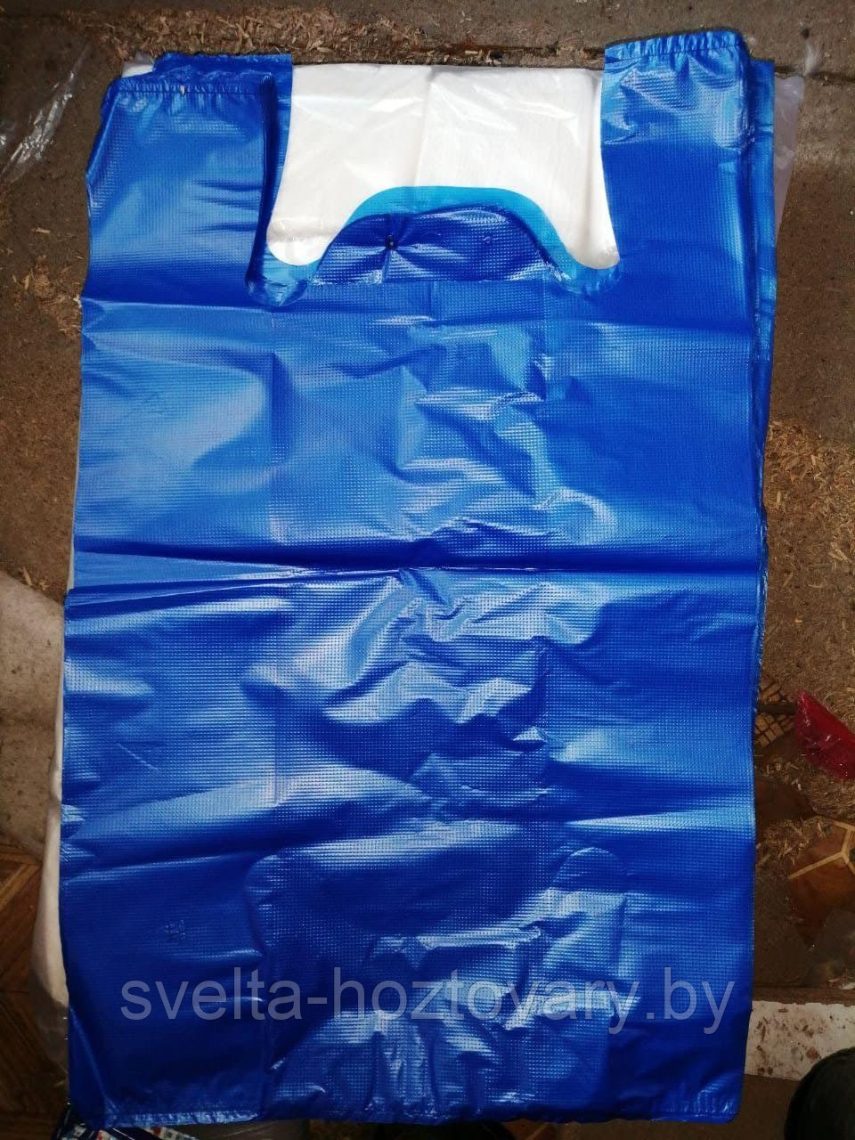Пакет майка 38*61 прочные , синего цвета ( уп. 100шт) - фото 1 - id-p165283367