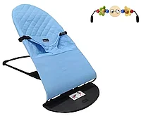 Кресло-шезлонг для новорожденных Good Luck / Кресло-качалка для ребёнка (Голубой)