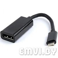 Кабель - адаптер, DisplayPort - USB Type-C, Cablexpert A-CM-DPF-01, чёрный - 0.15 метра[A-CM-DPF-01]
