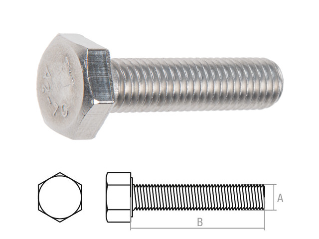 Болт М6х30 шестигр., нерж.сталь (А2), DIN 933 (10 шт в зип-локе) STARFIX