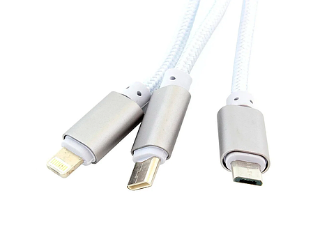 Кабель для зарядки 3 в 1 Apple/MICRO USB/ USB-C 1A, фото 2