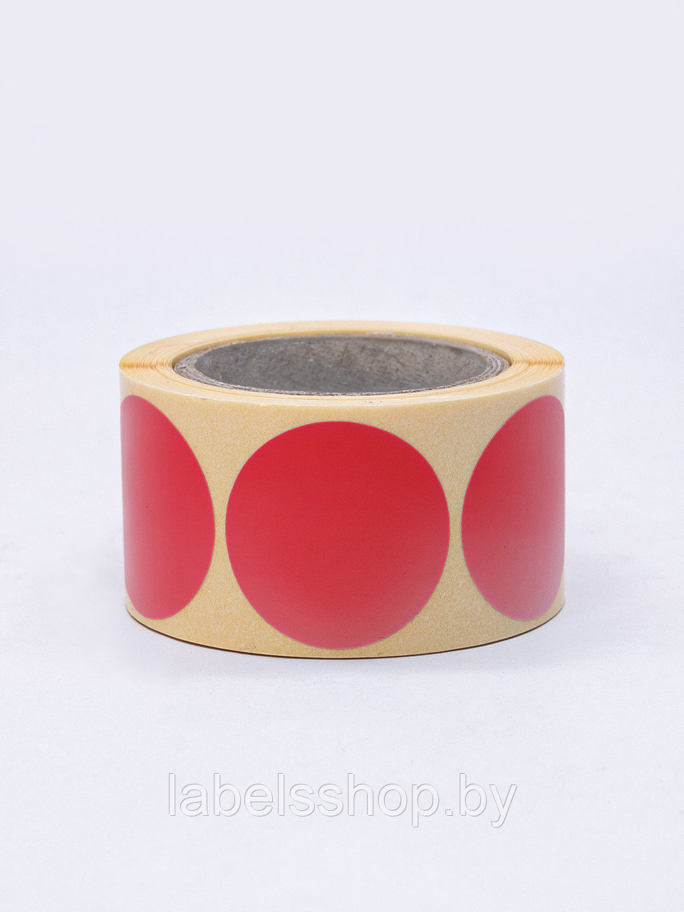Круглые самоклеящиеся наклейки / этикетки в виде круга (D 30 мм), цвет красный, 300 шт в ролике. - фото 2 - id-p165349607