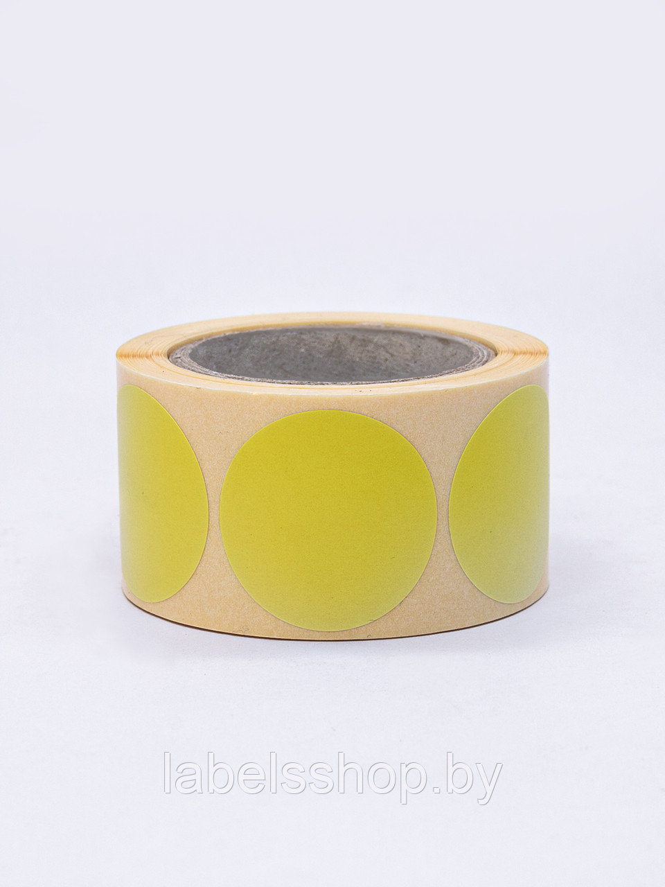 Круглые самоклеящиеся наклейки / этикетки в виде круга (D 30 мм), цвет желтый, 300 шт в ролике. - фото 2 - id-p165349693