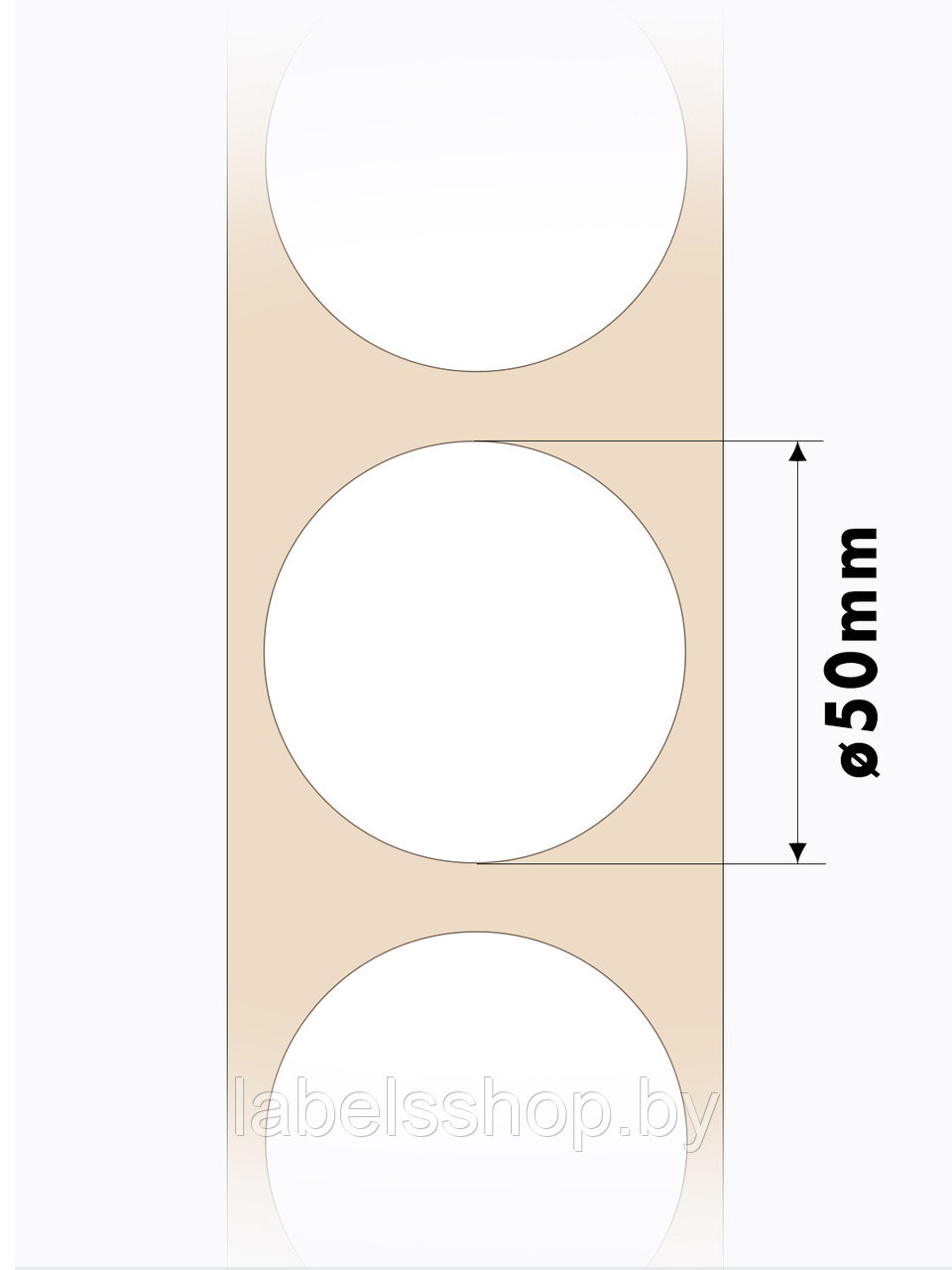 Круглые самоклеящиеся наклейки / этикетки в виде круга (D 50 мм), цвет белый, 300 шт в ролике. - фото 3 - id-p165350338