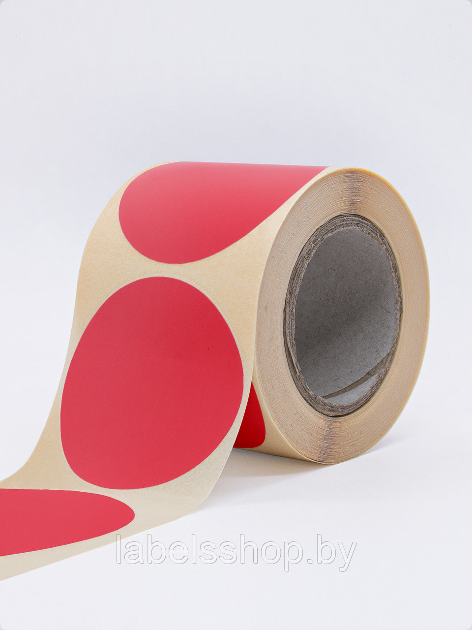 Круглые самоклеящиеся наклейки / этикетки в виде круга (D 50 мм), цвет красный, 300 шт в ролике. - фото 5 - id-p165350450