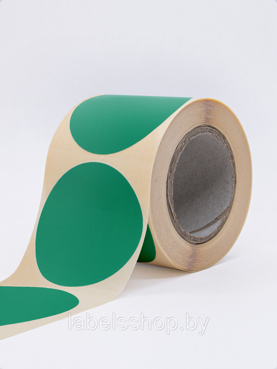 Круглые самоклеящиеся наклейки / этикетки в виде круга (D 50 мм), цвет зеленый, 300 шт в ролике. - фото 5 - id-p165350845
