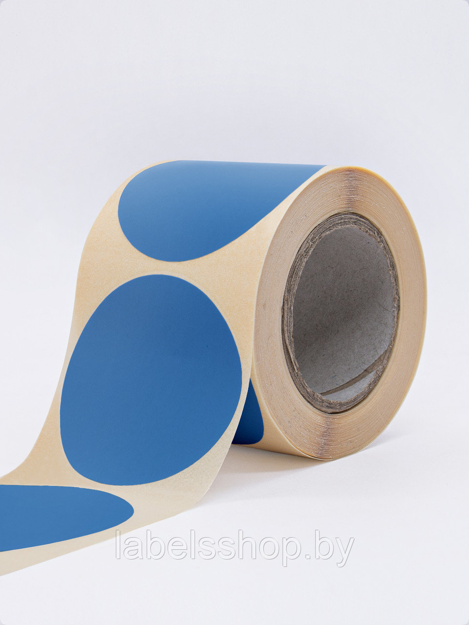 Круглые самоклеящиеся наклейки / этикетки в виде круга (D 50 мм), цвет синий, 300 шт в ролике. - фото 5 - id-p165350858
