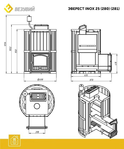 Печь для бани Эверест INOX 25 (280) Ковка - фото 3 - id-p165350948