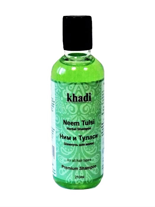 Травяной Премиум Шампунь Ним и Туласи Кхади, Neem Tulsi Herbal Shampoo Premium Khadi, 210мл