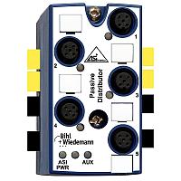 Passive Distributor ASi/AUX to 5 x M12 sockets, 5 poles, depth 42 mm, IP67