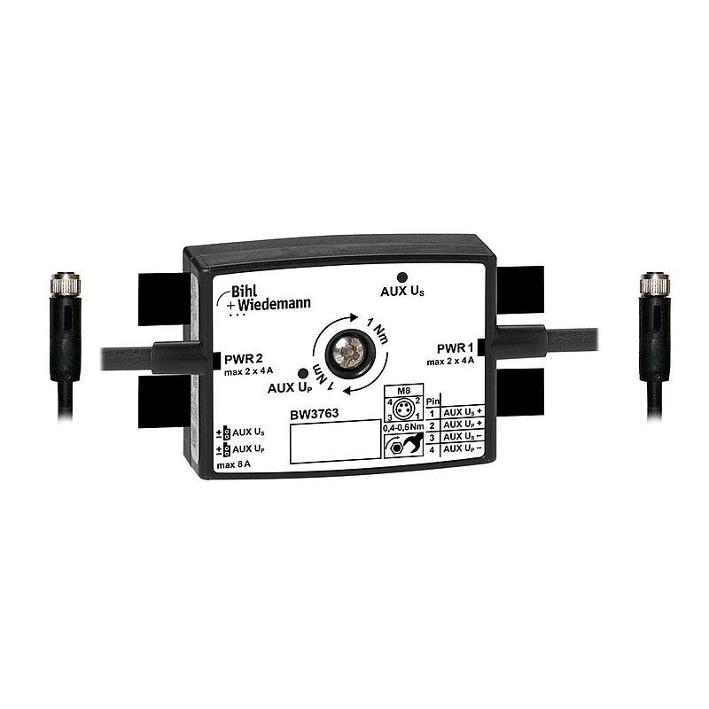 Passive Distributor AUX to 2 x M8 cable sockets, straight, 4 poles, 19 mm deep, IP67