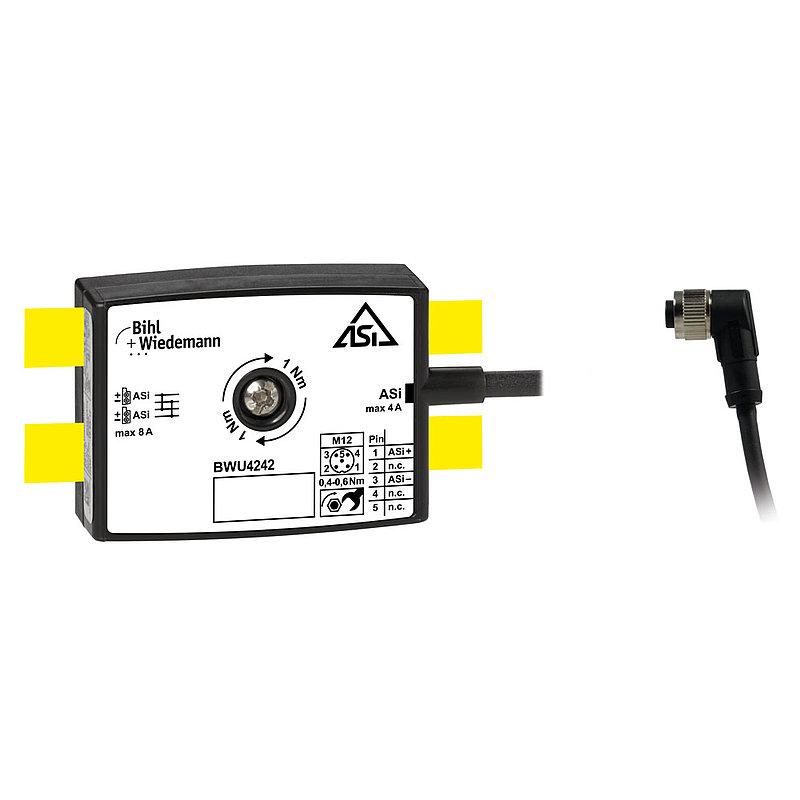 Passive Distributor ASi to 1 x M12 cable socket, angled, 5 poles, depth 19 mm, IP67