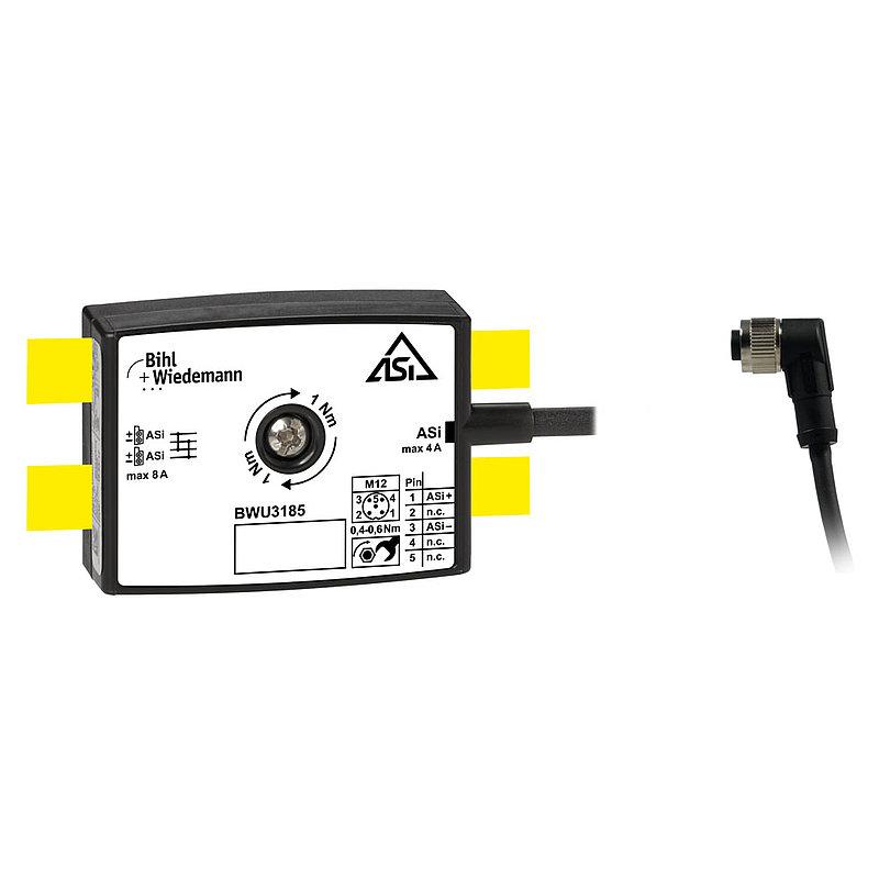 Passive Distributor ASi to 1 x M12 cable socket, angled, 5 poles, depth 19 mm, IP67