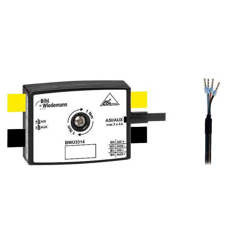 Passive Distributor ASi/AUX to 1 x round cable/connecting wires, depth 19 mm, IP67