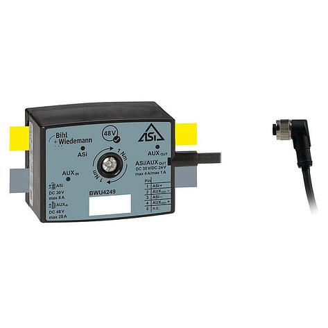 Voltage converter 48 V/24 V, 1 A, ASi/AUX 48 V profile cables to 1 x M12 cable socket, angled, 5 poles, фото 2