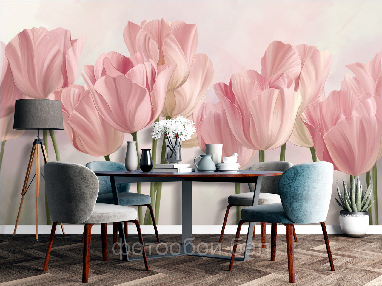 Фотообои Розовые тюльпаны