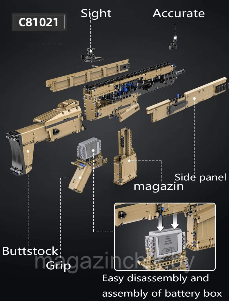 Конструктор Штурмовая винтовка SCAR 17S, с мотором, C81021 CaDa, аналог Лего - фото 4 - id-p165362568