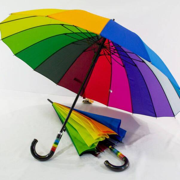 Зонт трость Радуга с разноцветной ручкой - фото 3 - id-p165404287