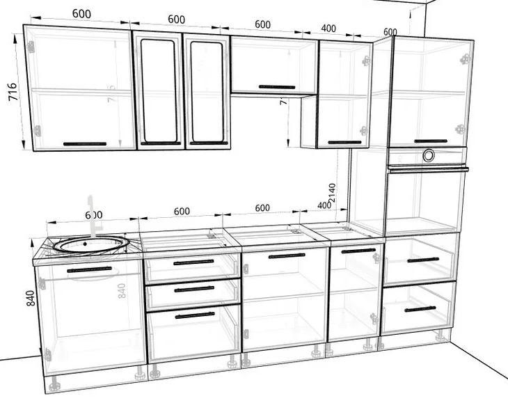 Модульная кухня Дакота компоновка 2.8 метра - фото 2 - id-p58650307