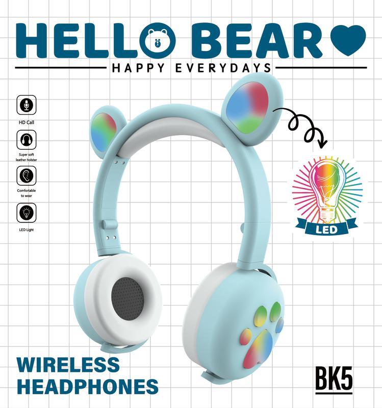 Беспроводные Bluetooth наушники Hello Bear BK-5 с подсветкой - фото 5 - id-p165412898