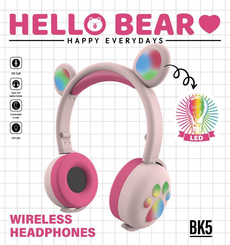 Беспроводные Bluetooth наушники Hello Bear BK-5 с подсветкой - фото 7 - id-p165412898