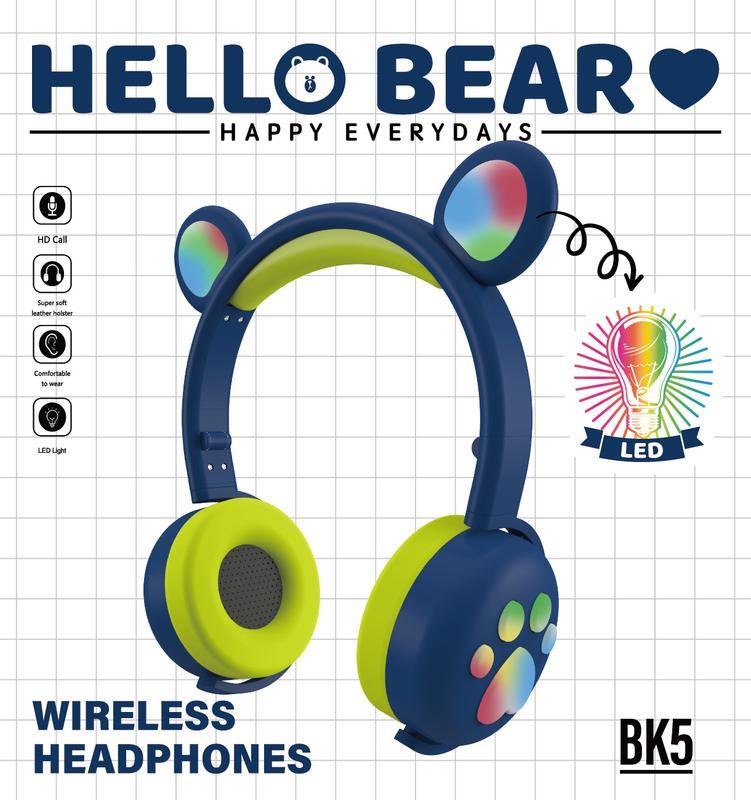 Беспроводные Bluetooth наушники Hello Bear BK-5 с подсветкой - фото 8 - id-p165412898