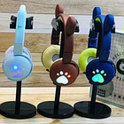 Детские беспроводные наушники с ушками Мишки и LED подсветкой, фото 2