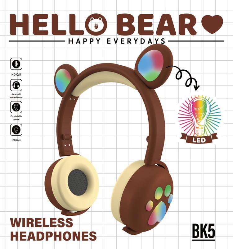 Беспроводные Bluetooth наушники Hello Bear BK-5 с подсветкой - фото 10 - id-p165413288