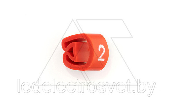 Маркер кольцевой RMS-01 59542-2, D кабеля 1,3-3mm, 0,35-1mm2, символ "2", PVC, красный (упак. 1000шт.)