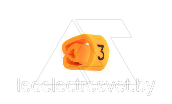 Маркер кольцевой RMS-01 59543-3, D кабеля 1,3-3mm, 0,35-1mm2, символ "3", PVC, оранжевый (упак. 1000шт.) - фото 1 - id-p165355886