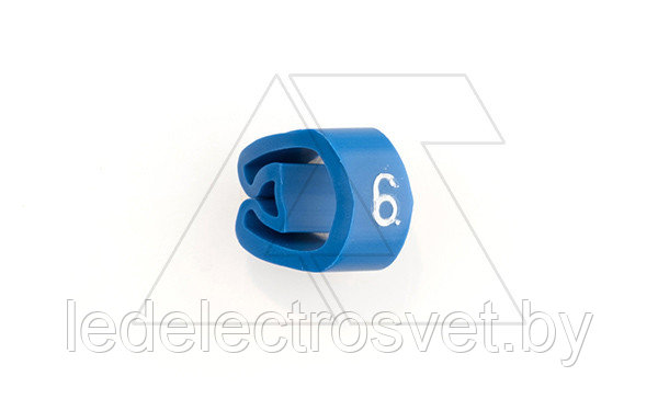Маркер кольцевой RMS-01 59546-6, D кабеля 1,3-3mm, 0,35-1mm2, символ "6", PVC, синий (упак. 1000шт.) - фото 1 - id-p165355889
