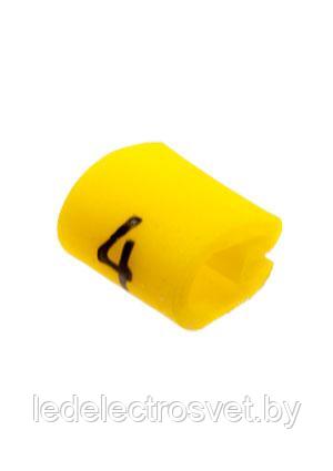 Маркер кольцевой RMS-02 59644-4, D кабеля 2,5-5mm, 1,5-4mm2, символ "4", PVC, желтый (упак. 1000шт.) - фото 1 - id-p165355897
