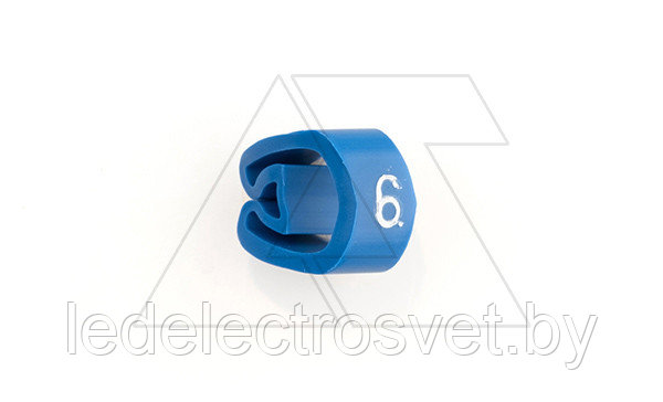 Маркер кольцевой RMS-02 59646-6, D кабеля 2,5-5mm, 1,5-4mm2, символ "6", PVC, синий (упак. 1000шт.) - фото 1 - id-p165355917