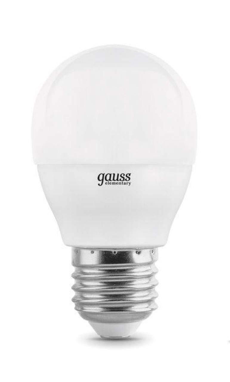 53216T Лампа Gauss LED Elementary Шар 6W E27 2700K 1/40 (3 лампы в упаковке)