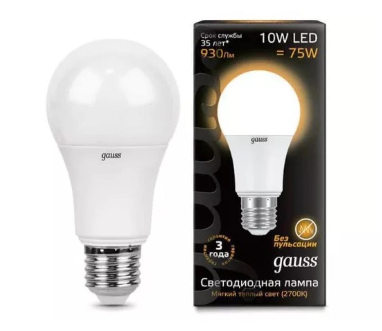 LD102502110 Лампа Gauss LED A60 globe 10W E27 2700K 1/10/40