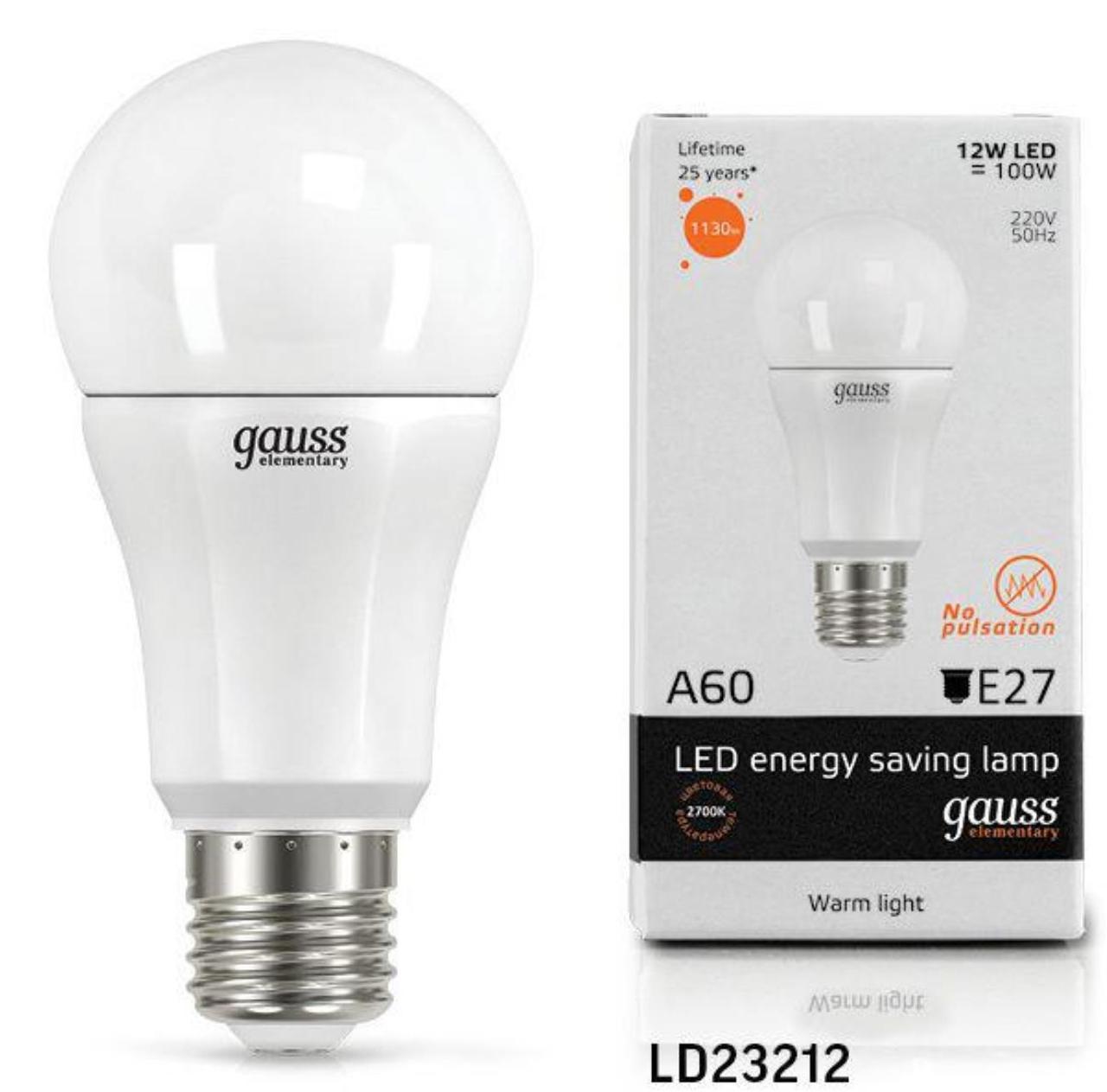 LD23212 Лампа Gauss LED Elementary Globe 12W A60 E27 2700K 1/10/40