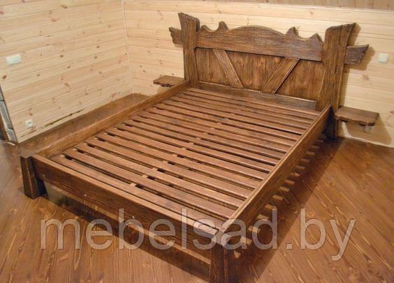 Кровать деревянная рустикальная "Кантри Люкс №12" Ш1600мм*Д2650мм - фото 1 - id-p165471171