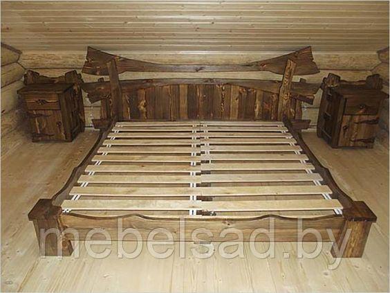Кровать деревянная рустикальная "Кантри Люкс №15" Ш1600мм*Д2650мм - фото 1 - id-p165471223