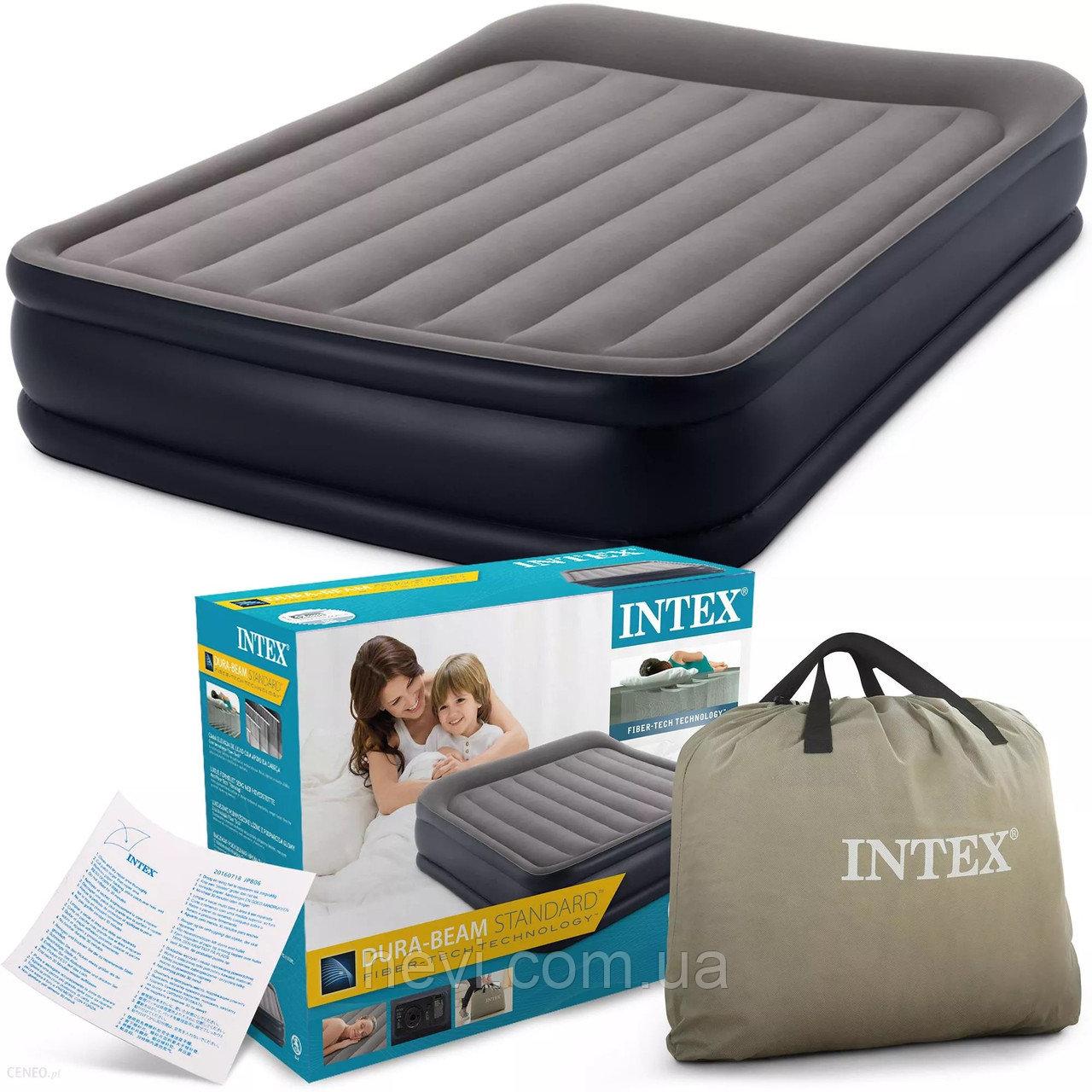 Надувная кровать Intex 152x203x42 Deluxe Pillow Rest Reised Bed, встроенный насос 220V, арт.  64136